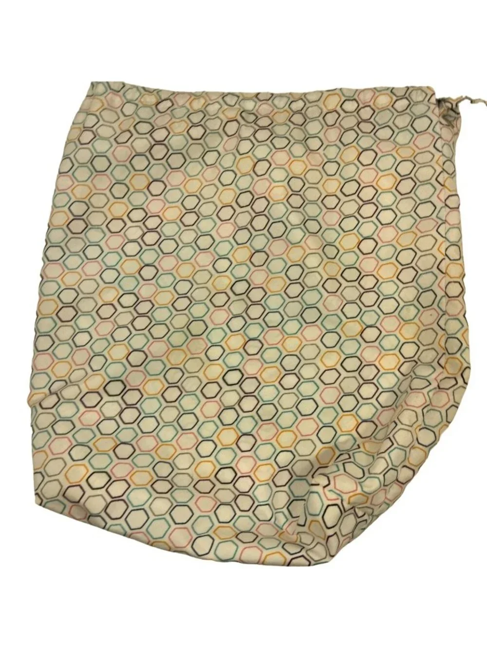 Fabric Storage Drawstring White Geometric Octagon Travel Laundry 12 x 15